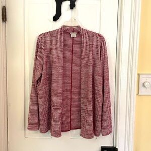 Van Heusen Women’s Red and White Striped Cardigan Sweater Size Large